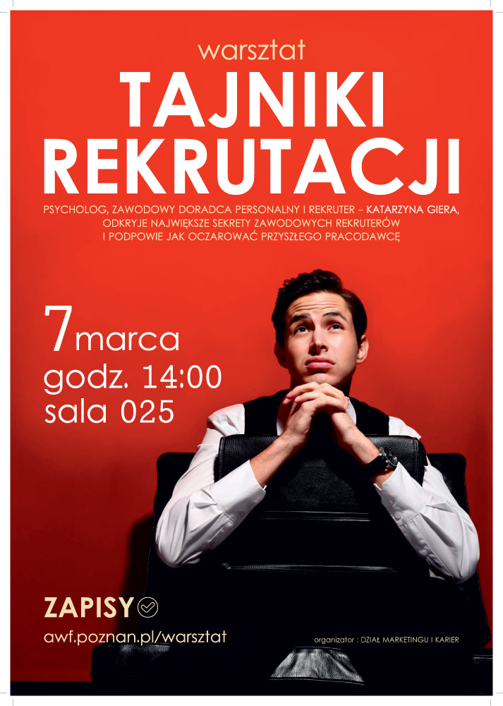 PLAKAT warsztat tajniki rekrutacji AWF 59 84 3szt